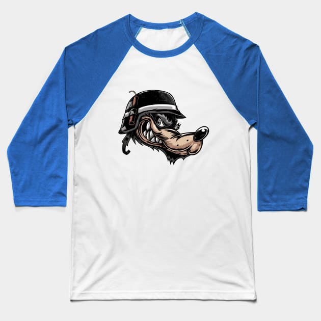 Angry Wolf Head Baseball T-Shirt by Mako Design 